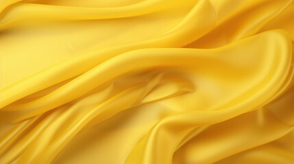 Obraz premium A close-up of a vivid golden yellow satin fabric, showcasing a luxurious texture with elegant and smooth waves.
