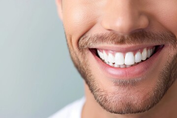 Fototapeta premium Close look of smile with white teeth. 