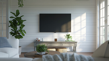 modern farmhouse living room mockup