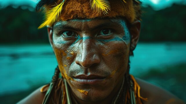 Man in Amazon rainforest.