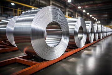 heavy aluminium coil in the factory - obrazy, fototapety, plakaty