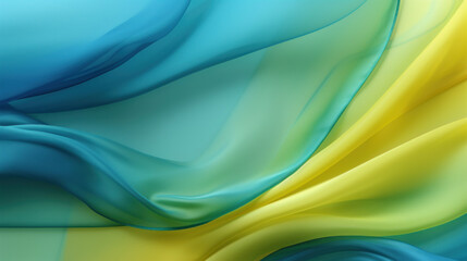 Silky fabric with elegant waves in a harmonious blend of blue and yellow, perfect for luxurious backgrounds.