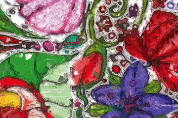 Obraz premium Watercolor and various flowers, cacti, and beautiful bird wedding illustrations
