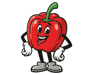 Paprika bell pepper laugh cartoon mascot illustration character vector clip art logo hand drawn