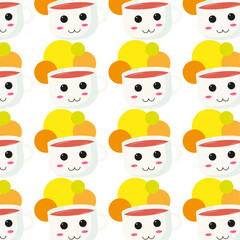 set of Cup cartoon characters vector seamless pattern vector