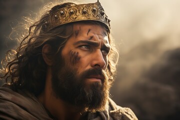 King David in the battlefield, Bible story. - obrazy, fototapety, plakaty