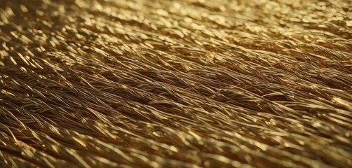  a close up view of a textured surface with gold tinsel on the top of the surface and the bottom of the textured surface is gold tinsel on the bottom of the image.