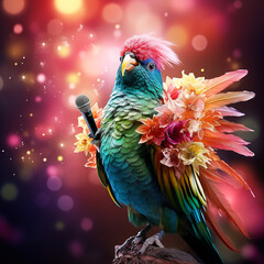 A parrot as an opera singer like a woman