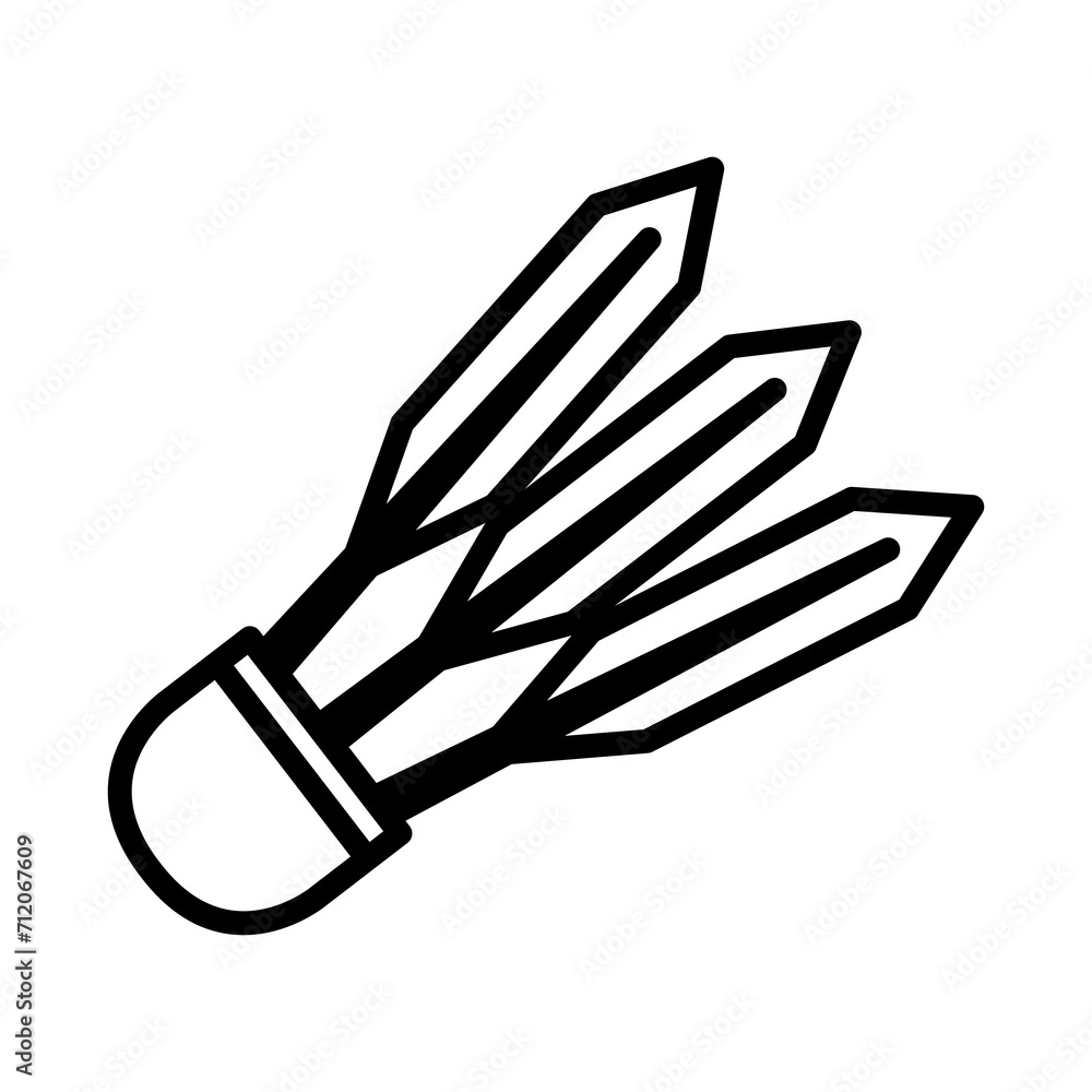 Poster badminton line icon logo vector