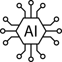Artificial intelligence AI processor chip icon symbol for graphic design, logo, web site, social media, mobile app, ui illustration