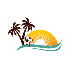 Fototapeta na wymiar beach logo , vocation logo vector