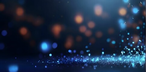 Abstract bokeh background with blue glow particle. generative AI