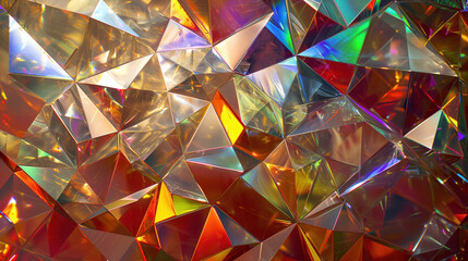 Vivid kaleidoscope of reflective prism facets.