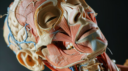 Detailed anatomy model of the human head.