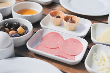 salami sausage cut into thin pieces 