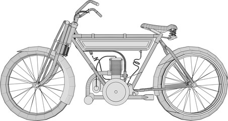 Vector sketch illustration of vintage classic old motorbike design collection © nur