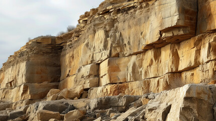 Rocky cliff face with layered strata.