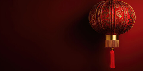Fototapeta na wymiar Chinese lantern on a red background. Chinese New Year concept