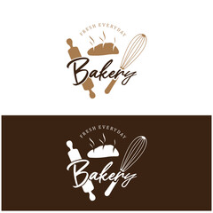 Bakery logo badge retro vector illustration.for cupcake,bakery.cake Vintage typography logo design.