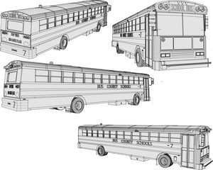 Vector sketch illustration of vintage classic school bus transportation vehicle design