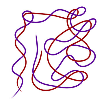 hand drawn illustration of a ribbon element design red purple lines