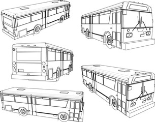 Vector sketch illustration of vintage classic city bus design - obrazy, fototapety, plakaty