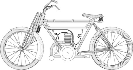 Vector sketch illustration of vintage classic old motorbike design collection