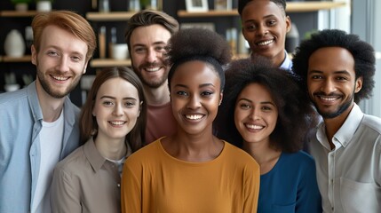 Fototapeta premium Happy smiling diversity group of people looking at camera