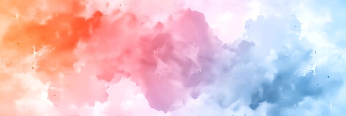 Wide banner abstract watercolor cloud texture with pastel color background - obrazy, fototapety, plakaty