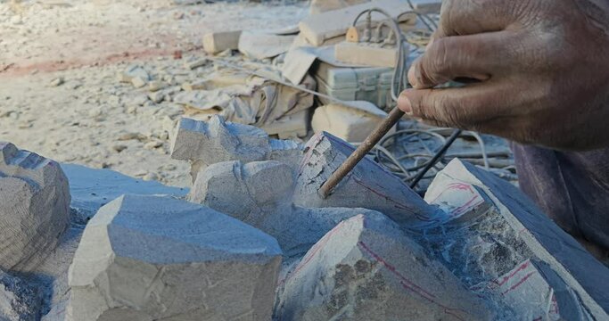 Traditional stone carving, Odisha, India.
