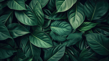 abstract green leaf texture, tropical leaf foliage nature dark green background