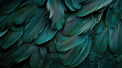 Beautiful dark green viridian vintage color trends feather texture background - obrazy, fototapety, plakaty