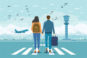 Travel Planning: Planning international leisure travel involves making arrangements for flights, accommodations, - obrazy, fototapety, plakaty