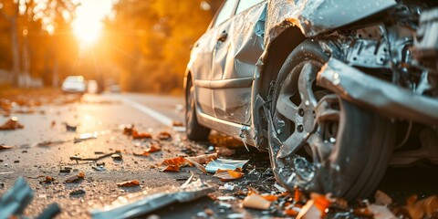 Car accident on the road. Car crash on the road. Auto insurance concept, car crash, accident - obrazy, fototapety, plakaty