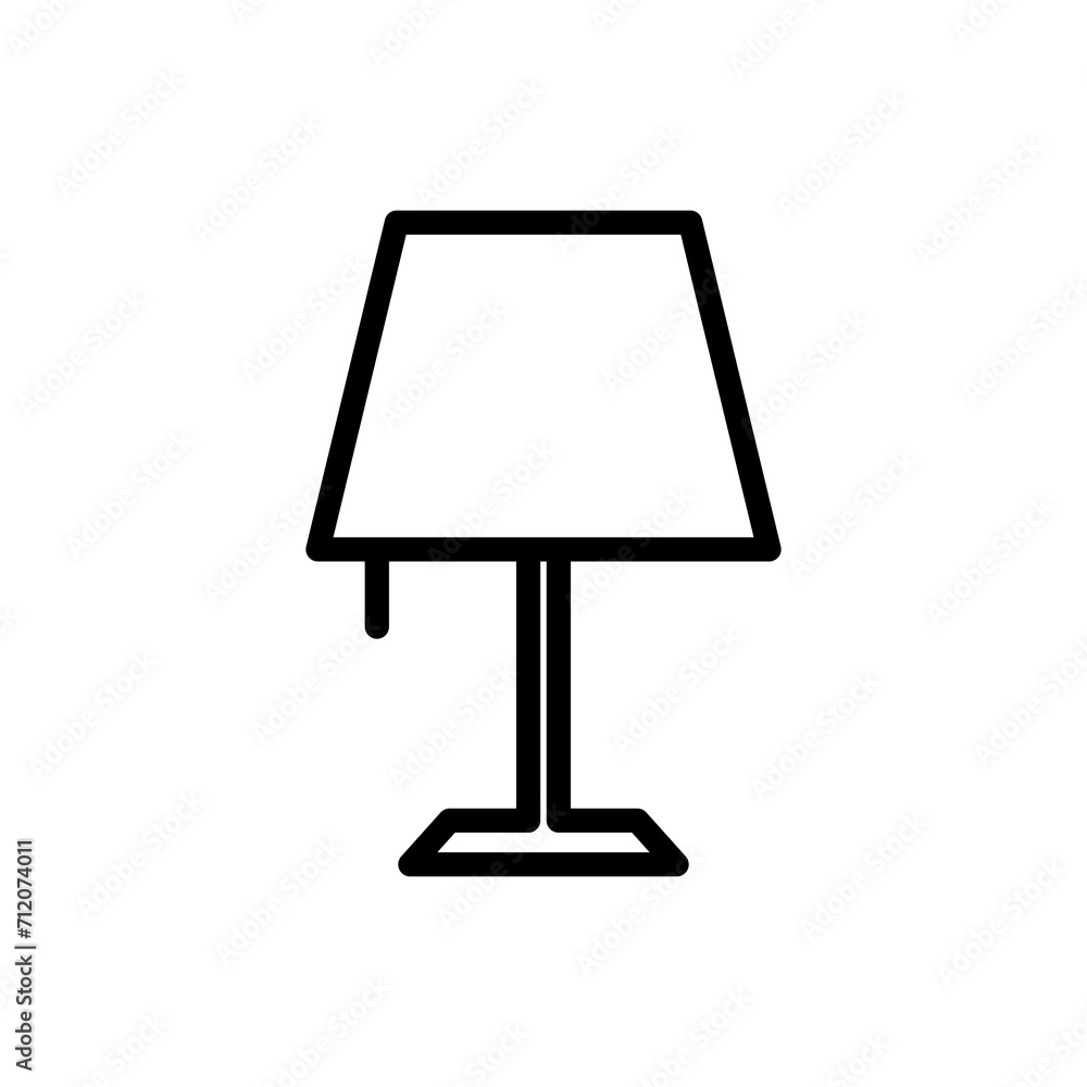 Poster table lamp line icon logo vector