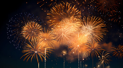Fototapeta premium Happy New Year, burning fireworks with bokeh light background