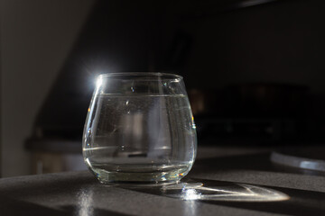 glass of water on the table