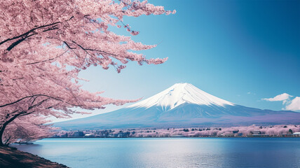 満開の桜と富士山 - obrazy, fototapety, plakaty