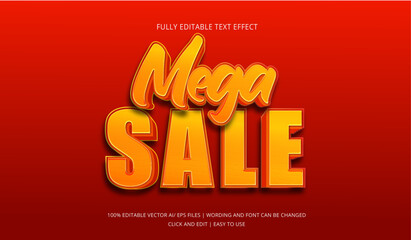 Mega Sale Editable Text Effect, Bright color flash sale text mockup, 3d editable illustrator text effect	, mega sale promotion title for a post