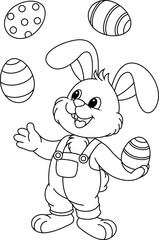 Easter Bunny juggler coloring page