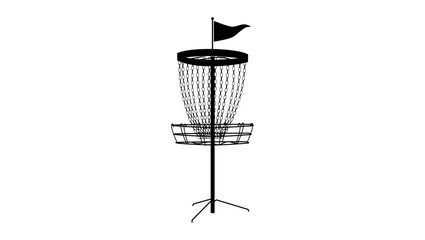 Fototapeta na wymiar disc golf basket, black isolated silhouette