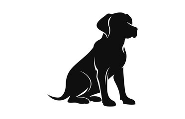 A Dog vector black Silhouette isolated on a white background