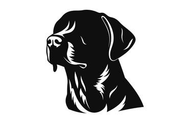 Dog head black vector Silhouette isolated on a white background