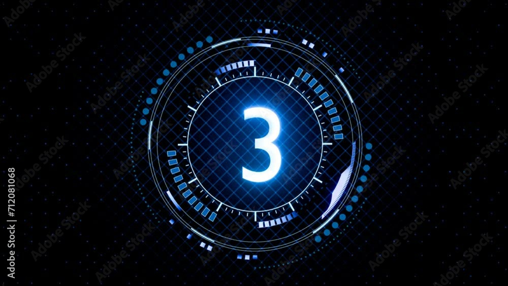 Poster futuristic interface hud light effects. digital decoding or countdown 5 to 0. sci-fi light effects e