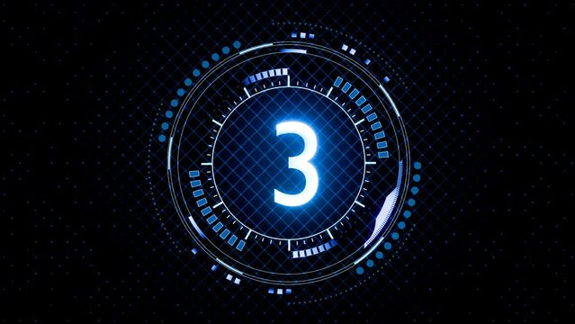 Futuristic interface HUD light effects. Digital decoding or countdown 5 to 0. Sci-Fi light Effects electronic protection system