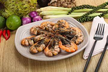 Boiled big tiger fresh shrimp