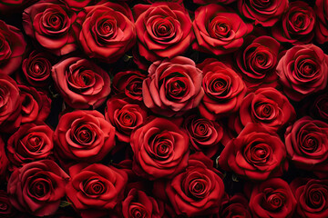 Natural red roses background, flowers wall. valentines day