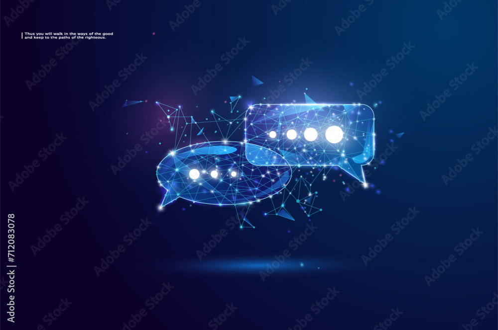 Poster abstract chat messages icon from lines and triangles . chatbot or massage symbol consisting of conne