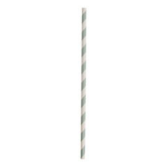 Striped paper cocktail tube isolated on transparent background. One striped paper straw for drinking isolated on white.