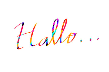 Original digital handwriting with colorful hello text.